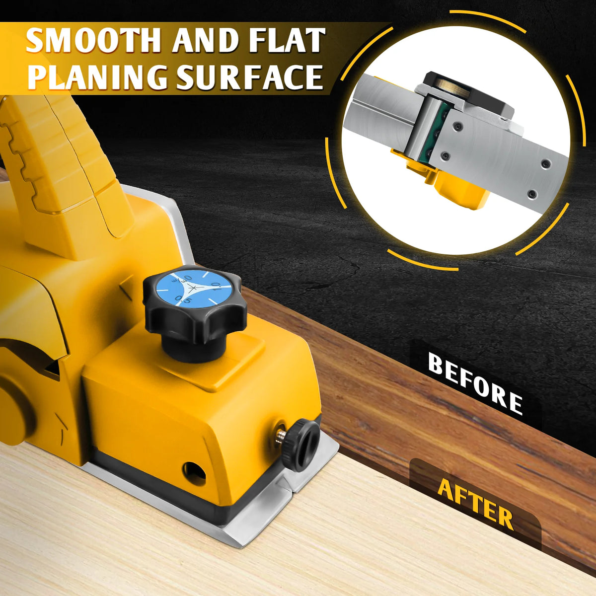 Brushless Electric Planer 82mm Cordless Woodworking Handheld Planer DIY Wood Smoothing Grooving for Dewalt 20V Battery Pin
