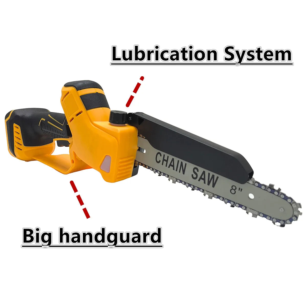 Brushless Chain Saw 8 Inch 3000W Lubrication System Safety Hand Guard Electric Chainsaw Power Tools For DeWALT 20V Battery