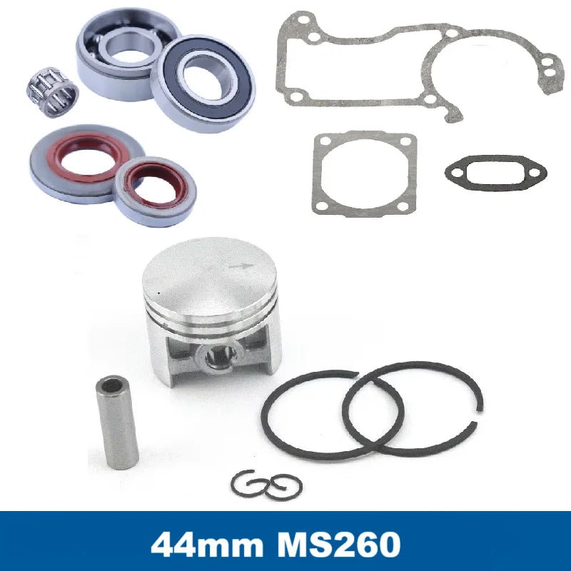 42mm 44mm 44.7mm Fit Stihl MS260 026 024 MS240 024AV Chainsaw Piston Crankshaft Ball Bearing Oil Seal Gasket Engine Repair Kit