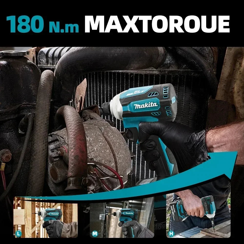 Makita DTD171 18V Cordless BL Impact Driver LED Bare Unit For Assembling Metal Shelving Units During Warehouse Storage Setup