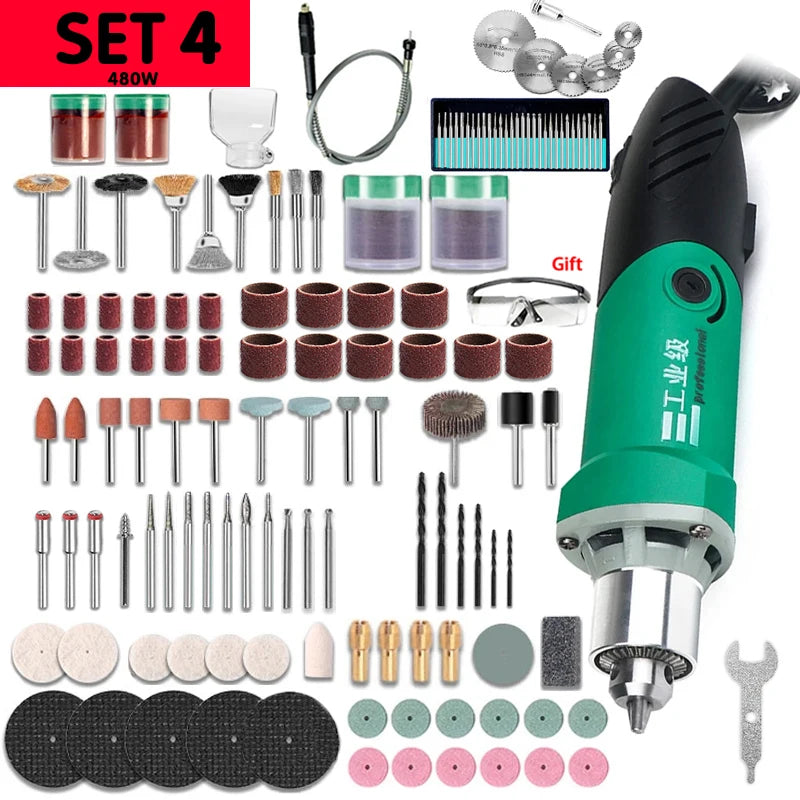 480W 6-Position Variable Speed High-Power Engraver Electric Drill Wood Carving Polishing Machine Rotary Tool With Flexible Shaft