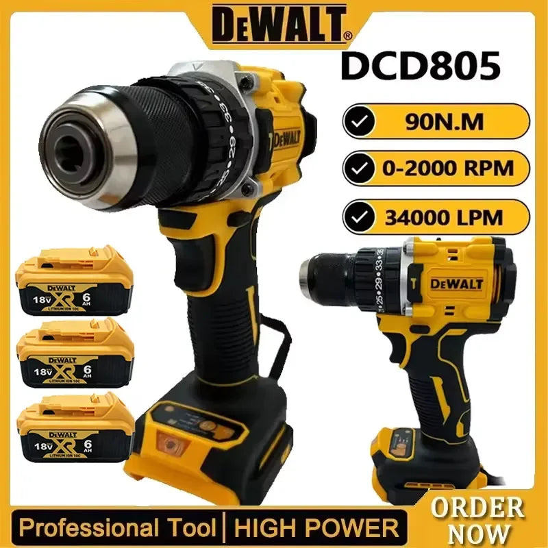DEWALT DCD805 Brushless Percussion Drill Lithium Ion Multi function Compact, for All Home and Professional Scenarios Naked Tool
