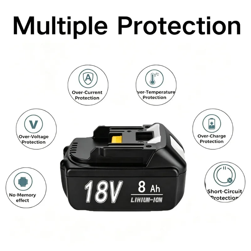 For Makita 18V 6Ah 8Ah Battery Rechargeable Battery 100% Real Capacity 18650 Lithium-ion Cell Suitable For Makita Power Tool