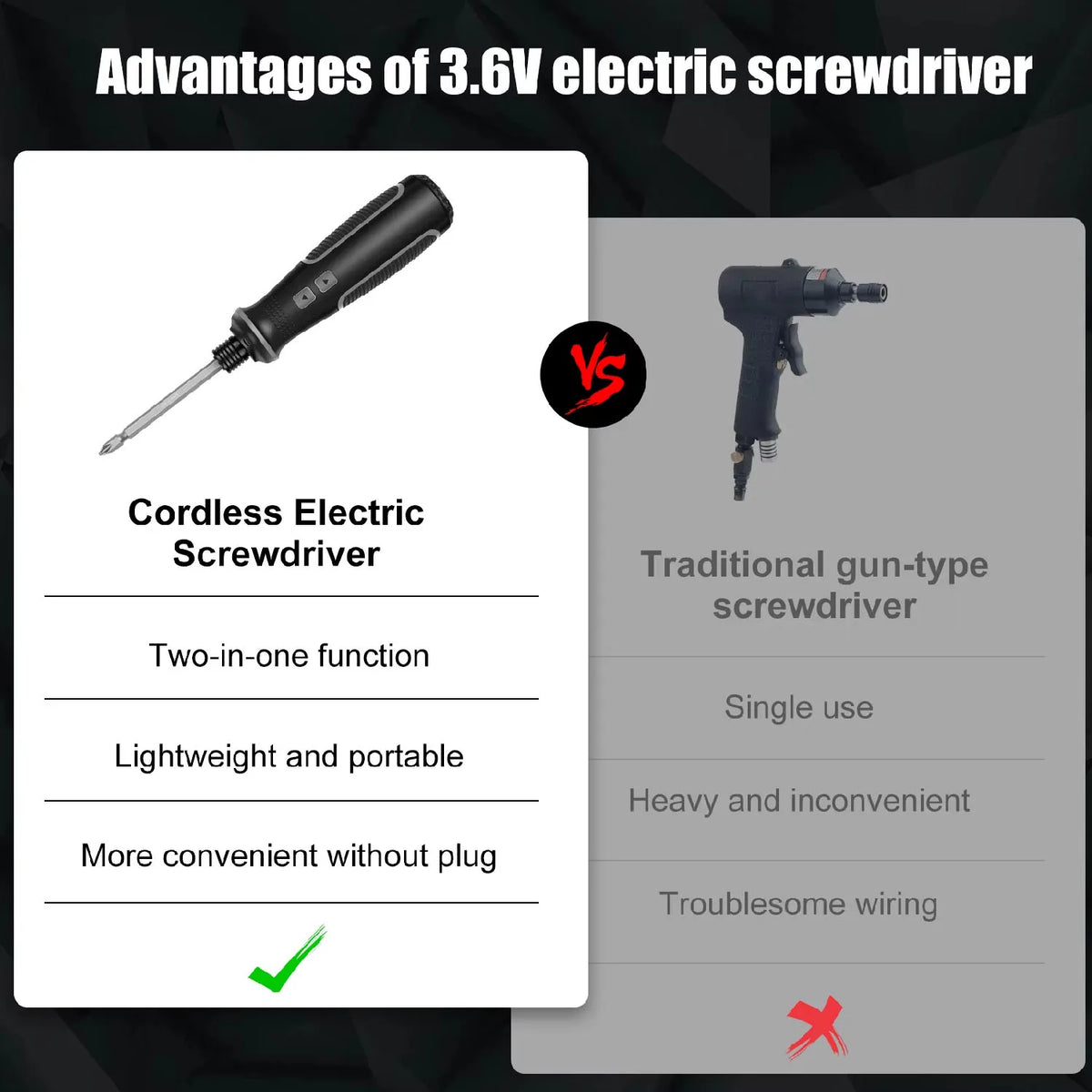 1pc Built-in 2000mAh Li-on Battery Screwdriver Set Electric Screwdriver Set LED Lights Two-layer Easy Install or Remove Screwdri