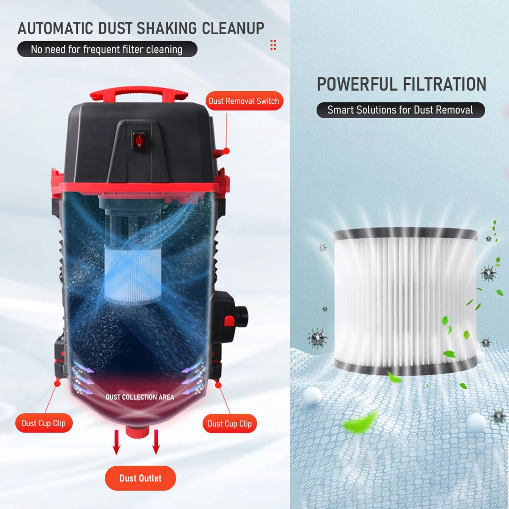 Tungfull 2100W Wall-Mounted Vacuum Cleaner 4S Shop Dust Cleaner Automotive Detailing Vacuum for Auto Beauty Shops Car Wash