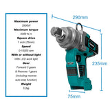 Kamolee 5000 N.M Torque 1 Inch Brushless Electric Impact Wrench Lithium-Ion Battery For Makita 18V Battery