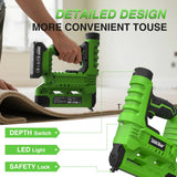 Taskstar 18 Gauge 2 in 1 Electric Nail Gun Cordless Stapler Framing Nailer Tacker Furniture Tool 1000 Brad Nails For Makita 18V Battery Pin