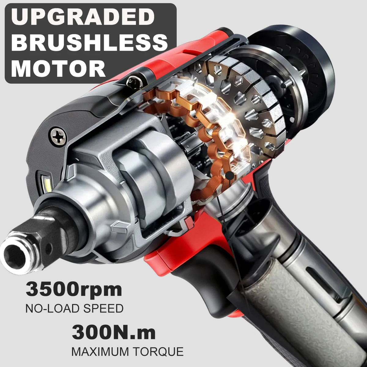 M-WALK 1/2" Brushless Electric Impact Wrench 300N.M Torque Removal Screw Nut Screwdriver Power Tools For Milwaukee 18V Battery