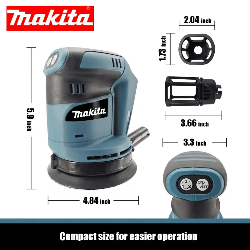 Makita DBO180Z Cordless Body Only Cordless 18 V Li-ion Random Orbit Sander, 125 mm Woodworking Sanding Putty Polishing