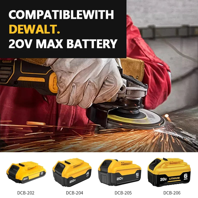 125mm Brushless Angle Grinder Li-ion Battery 4 Gear Cordless Cutting Polishing Grinding Power Tool For Dewalt 20V Battery Pin