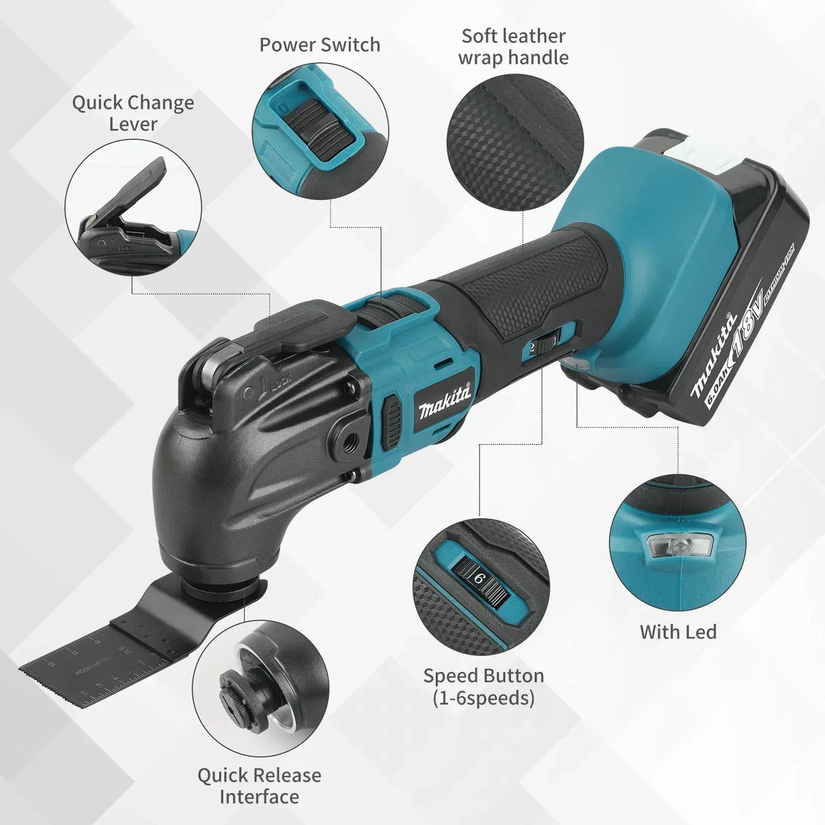 Makita DTM51 Oscillating Multi-Tool Variable Speed Control 6 Levels For Wood Metal Plastic Cutting and Trimming tools