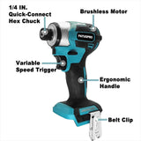 PATUOPRO 5 Speed Brushless Electric Screwdriver Cordless Impact Drill Driver 1/4 Inch Handheld Power Tool For Makita 18V Battery