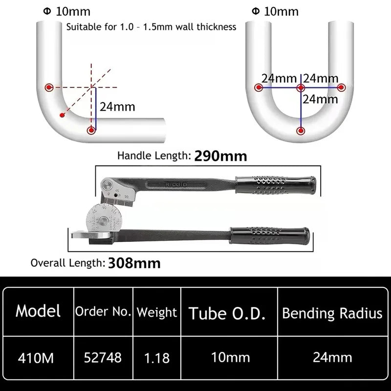 US RIDGID 400 Series Manual Stainless Steel Copper-Iron Pipe Bender 0-10mm