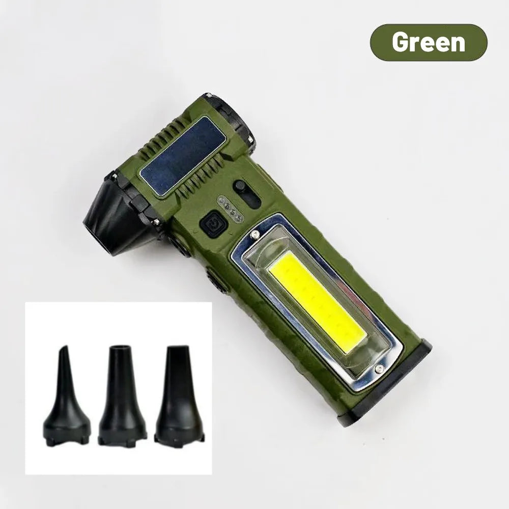 Portable Camping Fan with Light 8000mAh Battery Operated Waist Fan 130000RPM Mini Jet Blower for Tent Outdoor Work and Cleaning
