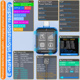 T3P Touch Control Gravity Sensor Digital Voltmeter Ammeter Charge Power Capacity Protocol Automatic Detection USB Tester