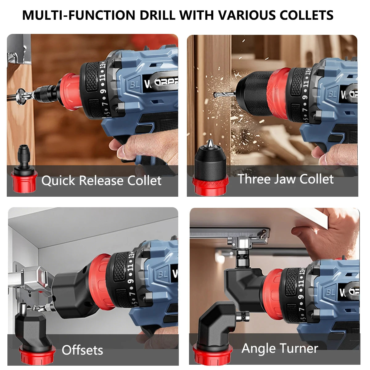 2 IN1 /5 IN 1Cordless Electric Drill Brushless Screwdriver Rechargeable Driver Handheld Power Tool(No battery)For Makita 18V Pin