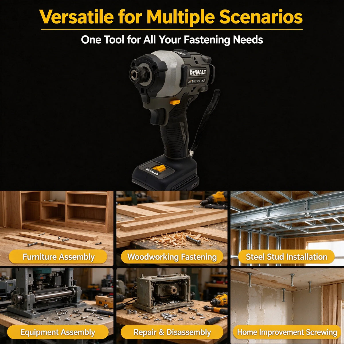 DEWALT DCF85M Brushless Lithium Impact Driver, Multifunctional Variable Speed Electric Screwdriver & Woodworking Drill