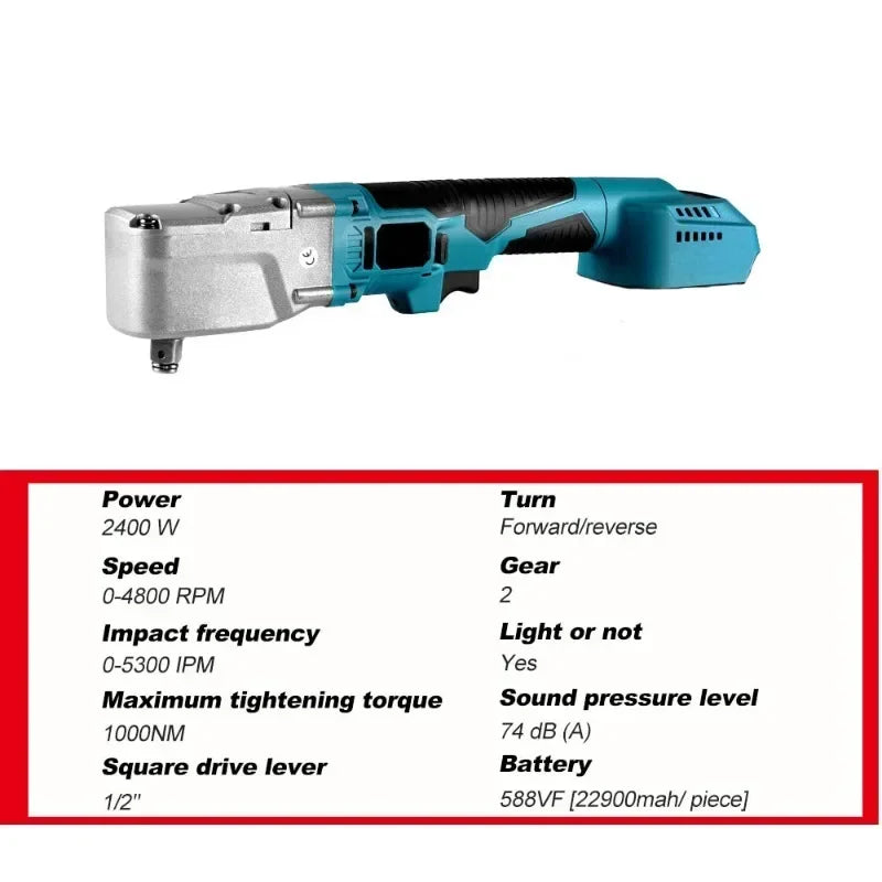 1000NM Brushless Electric Ratchet Wrench 588Vf 1/2'' Ratchet Wrench Set Power Tool Removal Screw Nut for Makita 18V Battery