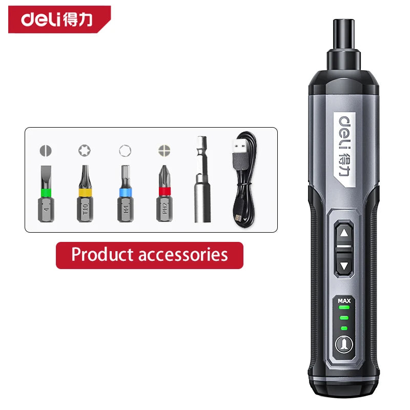 DELI-Mini Electric Screwdriver Set, Multi-function Disassembly, Torque Repair Tools Kit, Household Cordless Power Drill Tools