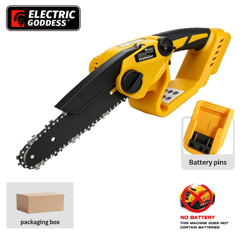 Electric Goddess 6 Inch Electric Saw Brushless Cordless Chainsaw Handheld Woodworking Garden Tools For Dewalt 20V Battery Pin