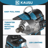 KAUSU 1/2 Inch Electric Impact Wrench Brushless Max 2500N.m Cordless Rechargable Wrench Power Tool For Makita 18V Battery