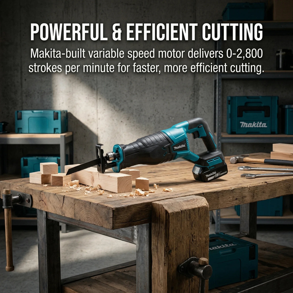 Makita 18V LXT Variable Speed Brushless Cordless Reciprocating Saw With 4 Blades For Wood Metal PVC Outdoor Cutting