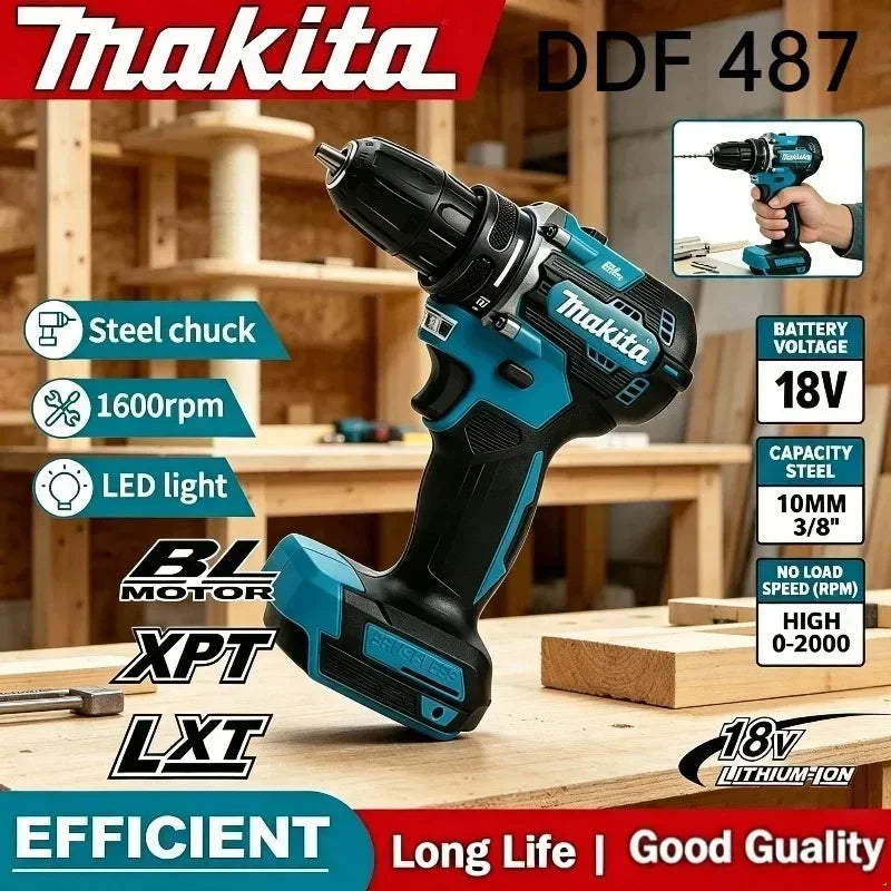 Makita DDF487 18V Lithium Brushless Cordless Drill Driver Hand Tool Compatible With All Makita 18V Series Batteries
