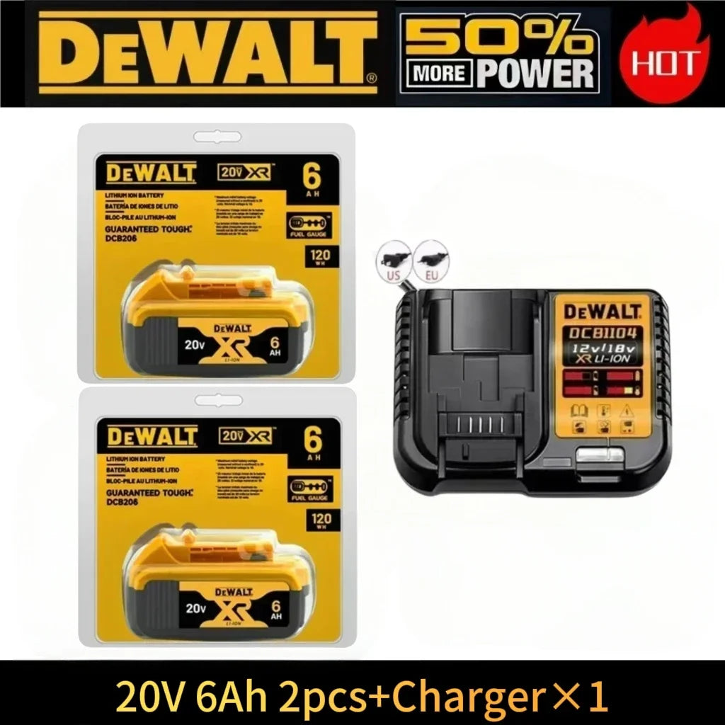 100% Genuine Dewalt 20V 6AH Battery, Rechargeable Lithium Ion Battery, Dewalt DCB200DCBL722/DCL050/DCF850Power Tool Replacement