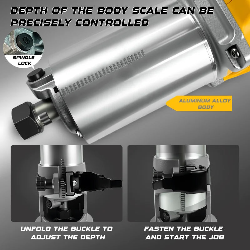 5 Speed Electric Trimming Machine 30000rpm Woodworking Milling Engraving Wood Trimmer Power Tools For Dewalt 20V Battery Pin