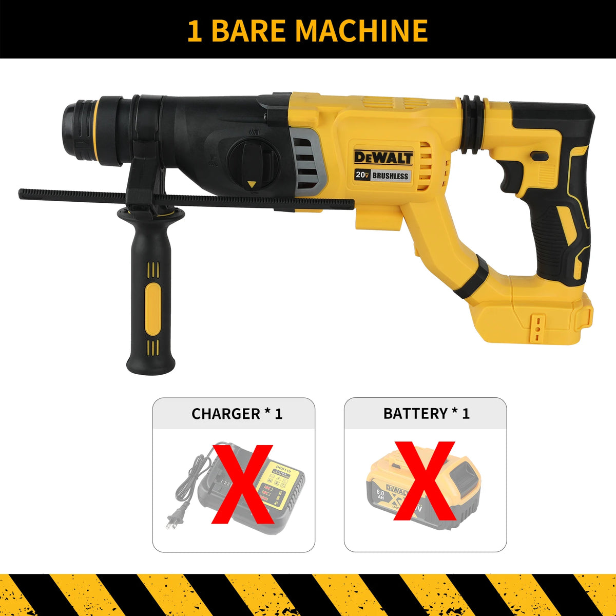 DEWALT Brushless Wireless Hammer SDS Handle in D Rotary Electric Hammer Concrete Wall Drill Hole Power Tools DCH263
