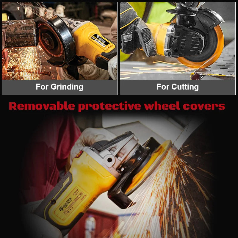 Brushless 100/125mm Cordless Angle Grinder 4 Gear Grinding Machine Polishing Cutting Woodworking Tool for Dewalt 20v Battery Pin
