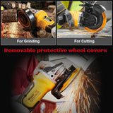 Brushless 100/125mm Cordless Angle Grinder 4 Gear Grinding Machine Polishing Cutting Woodworking Tool for Dewalt 20v Battery Pin