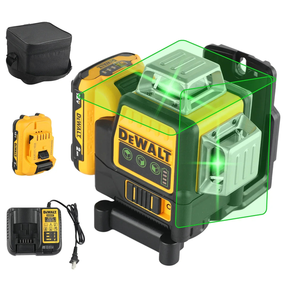 '2026 New!' DEWALT DW089LG 12V MAX Green 3x360 Line Laser Level, 3 Sides 360° Horizontal Vertical Beams Self-Leveling