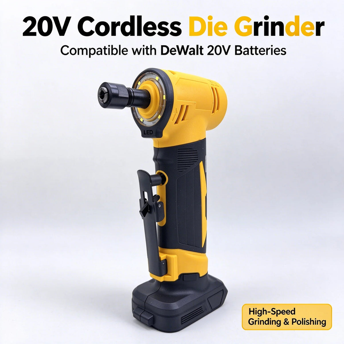 Brushless Cordless Right Angle Die Grinder 4-Speed Adjustable Power tool for Dewalt 20V Battery