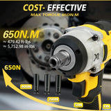 Cordless Impact Wrench 1/2" 20V Screwdriver Drill Tools Brushless Motor Torque 280 ft-lbs (380N.m) with 3.0Ah Battery Charger