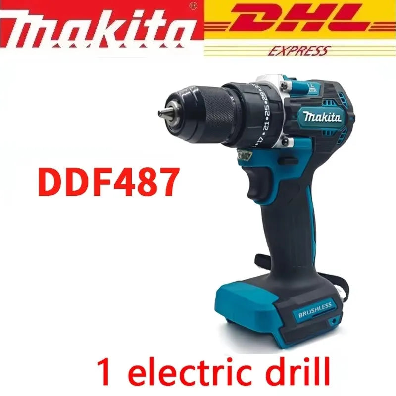 High Torque Original DDF487 Brushless Electric Screwdriver 18V, Makita Original 6.0Ah & Tool Package