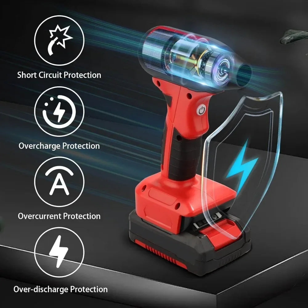 Electric Jobsite Air Blower for E-inhell 18V Li-ion Battery Cordless Leaf Blower Handheld Portable Violent Turbo Fan 4-Speed