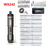 Worx 4V Electrical Screwdriver Sets WX242 Smart Cordless Electric Screwdrivers SDS Chuck USB Rechargeable 30 Bit Sets
