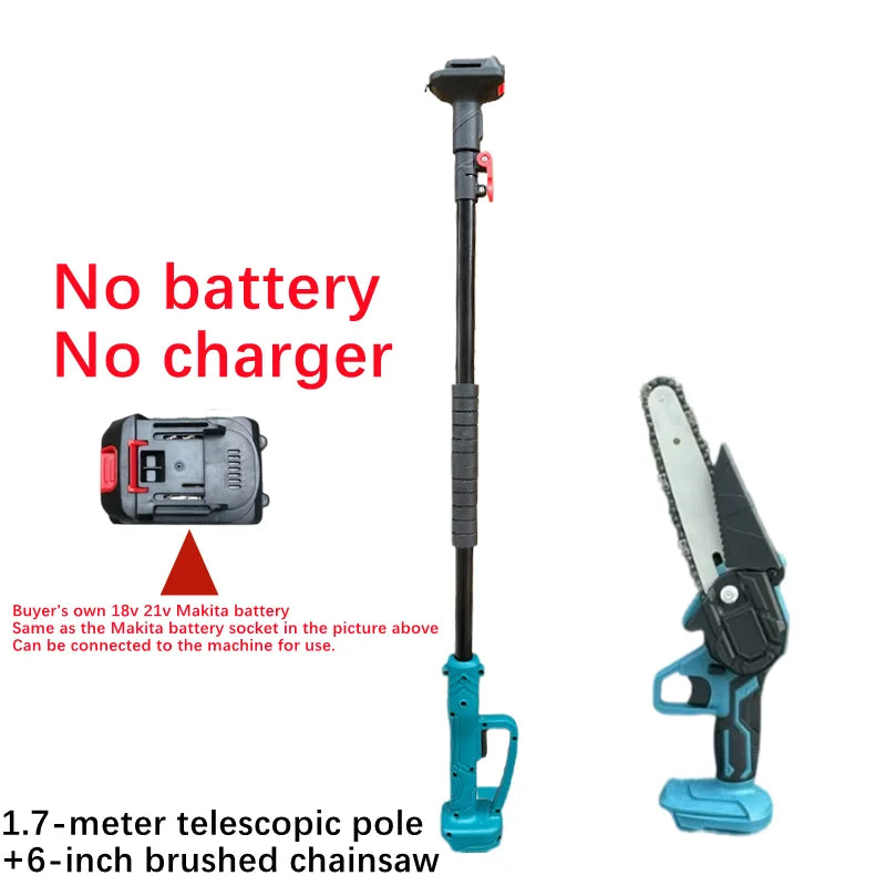6-Inch Electric Chain Saw, 2.5cm Electric Pruning Shears, 1.7m Telescopic Extension Rod Asta Telescopica Per Potatura A Batteria
