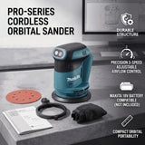 Makita DBO180Z Cordless Body Only Cordless 18 V Li-ion Random Orbit Sander, 125 mm Woodworking Sanding Putty Polishing