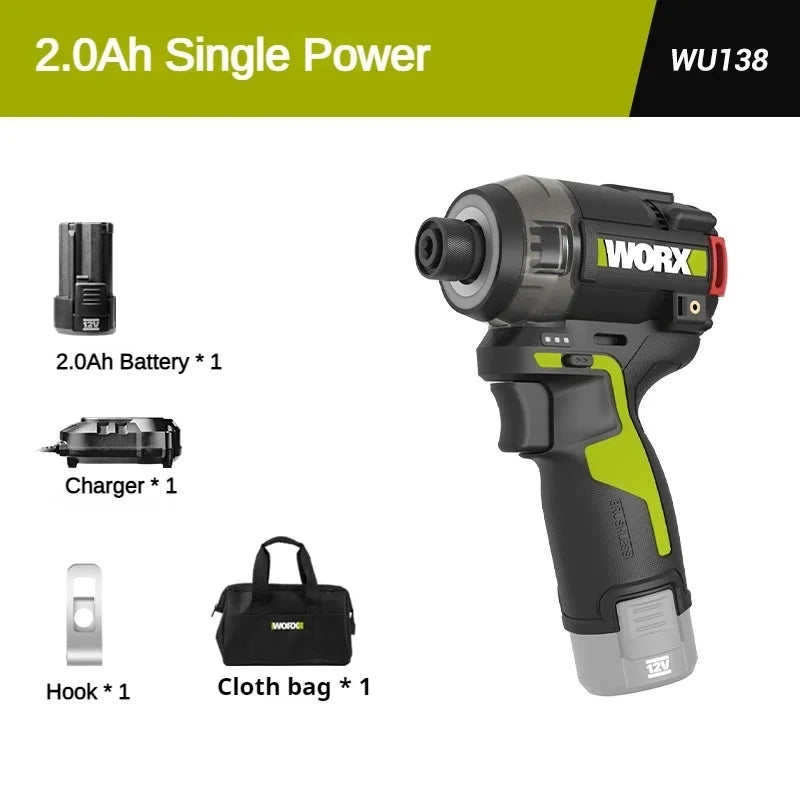 WORX WU138 0il Pressure Brushless Cordless impact drill 12V 50Nm 1300rpm 4000bpm Smart clutch professional Electric Dril