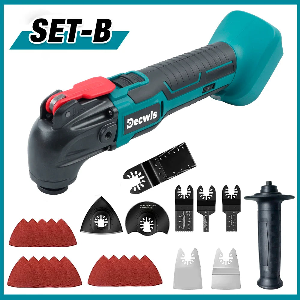 Cordless Oscillating Multi Function Tool Electric Saw With Trimmer /Shovel/Cutting Woodworking Speed Tool Kit for Makita Battery