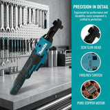 Makita DWR180 18V Cordless Ratchet Wrench 47.5Nm 0-800RPM 1/4 3/8 Drive with LED and Electric Brake for Tight Space Work