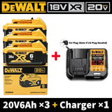 100% Genuine Dewalt XR Battery 20V 6.0AH 6000mAh DCB206 Rechargeable Power Tool Battery DCB1104 Charger Battery Combo Available
