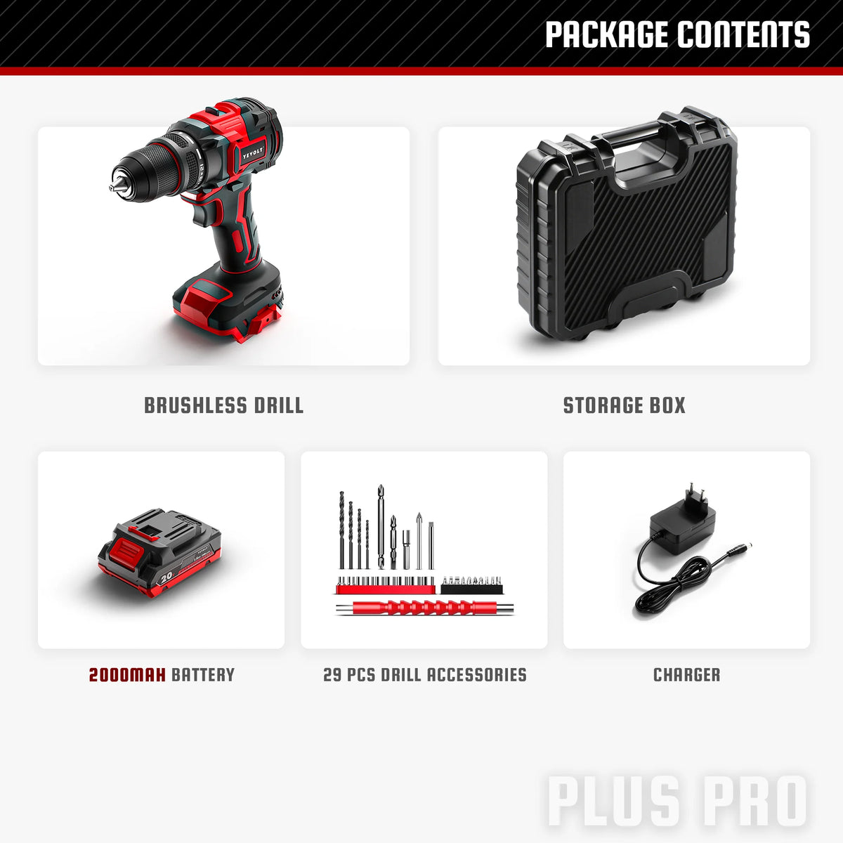 YEVOLT YVGCB20JY Series 20V Brushless Electric Drill Li-ion Compact Cordless Driver High Speed Handheld Screwdriver Power Tools