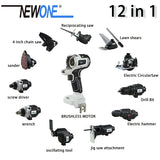 18V Brushless 2/5/10/12-in-1 Multi tool Chainsaw Drill reciprocating/circular saw oscillating tool combo