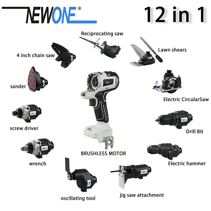 18V Brushless 2/5/10/12-in-1 Multi tool Chainsaw Drill reciprocating/circular saw oscillating tool combo
