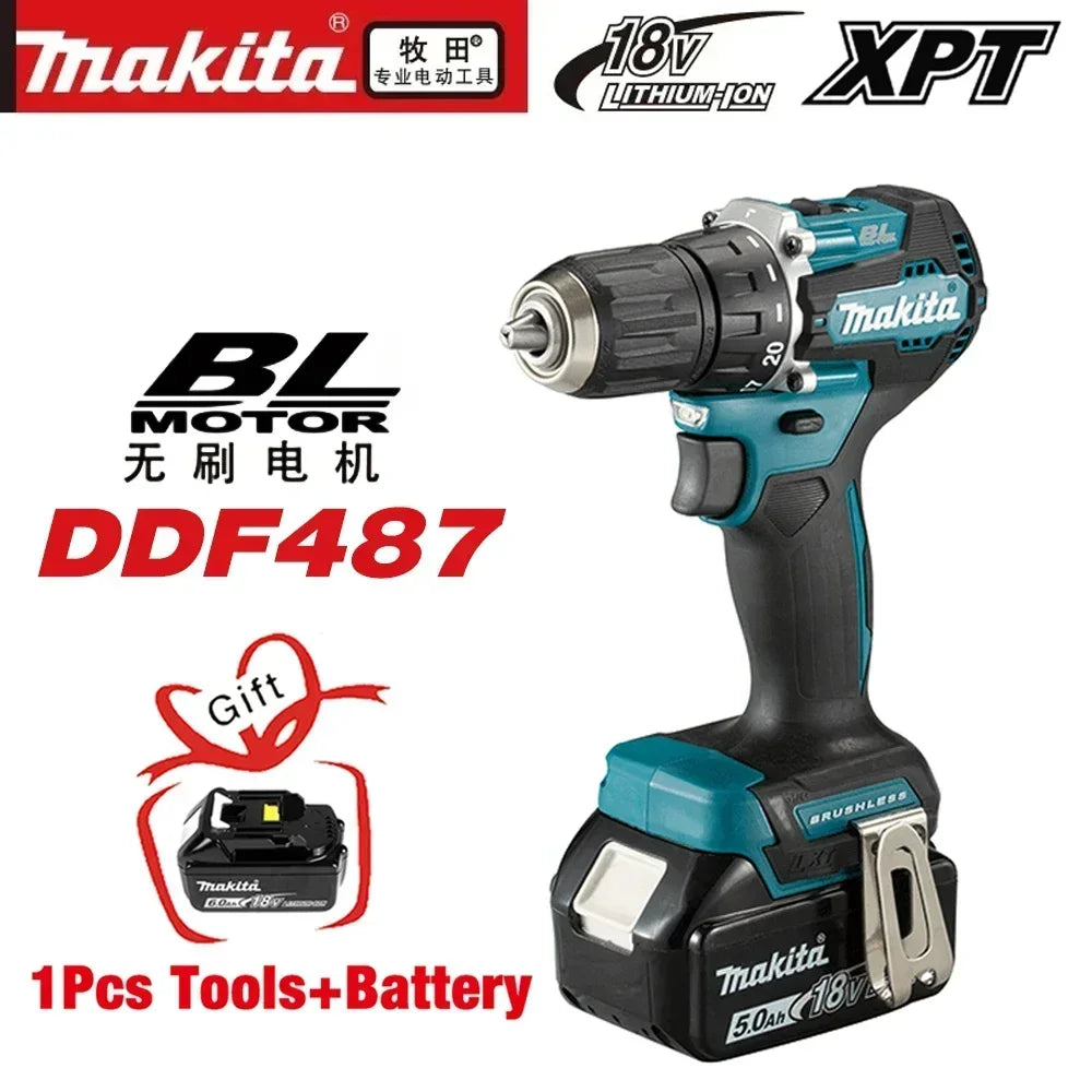 100% Original Makita Battery DDF487 18V LXT Brushless Cordless Driver Drill Rechargeable Electric Screwdriver Power Tool