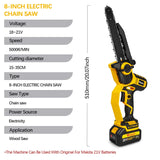 8 Inch Brushless Electric Chainsaw 5000rpm Garden Pruning Saw Woodworking Cutting 35cm Diameter for Makita 18v Battery Pin