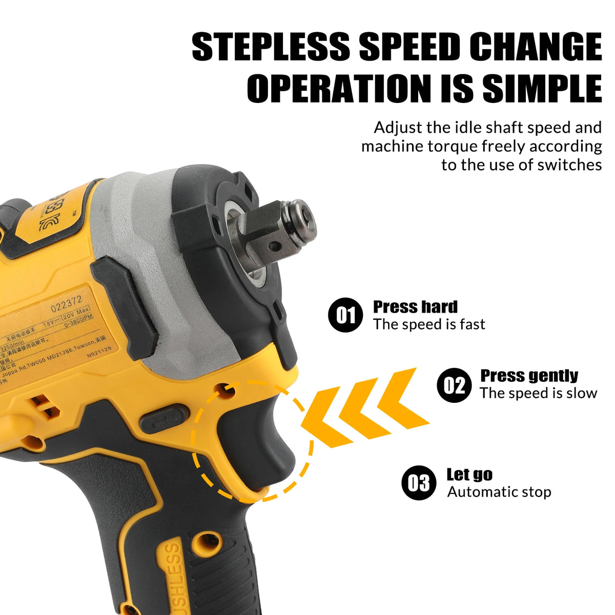 DEWALT 20V MAX Atomic Compact Brushless Impact Wrench DCF850B, 3-Speed 3250 RPM with 3-LED Light for Tight Spaces